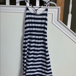 Dress with blue and white stripes